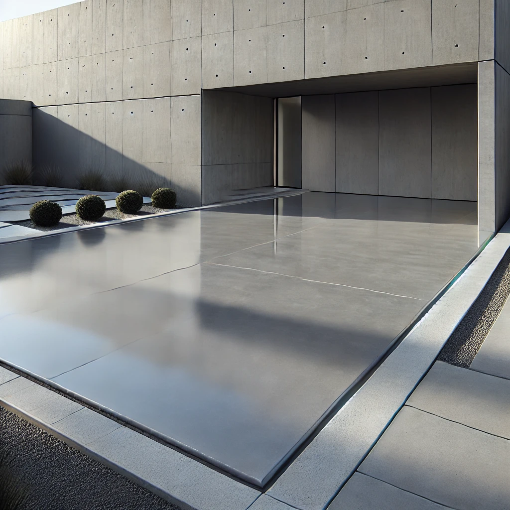 modern concrete driveway design - polished concrete